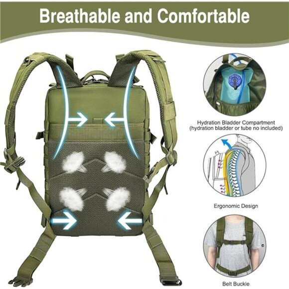 WOLT Tactical Backpack for Men 45L Military Molle Hiking Camping Survival Pack - Picture 6 of 7